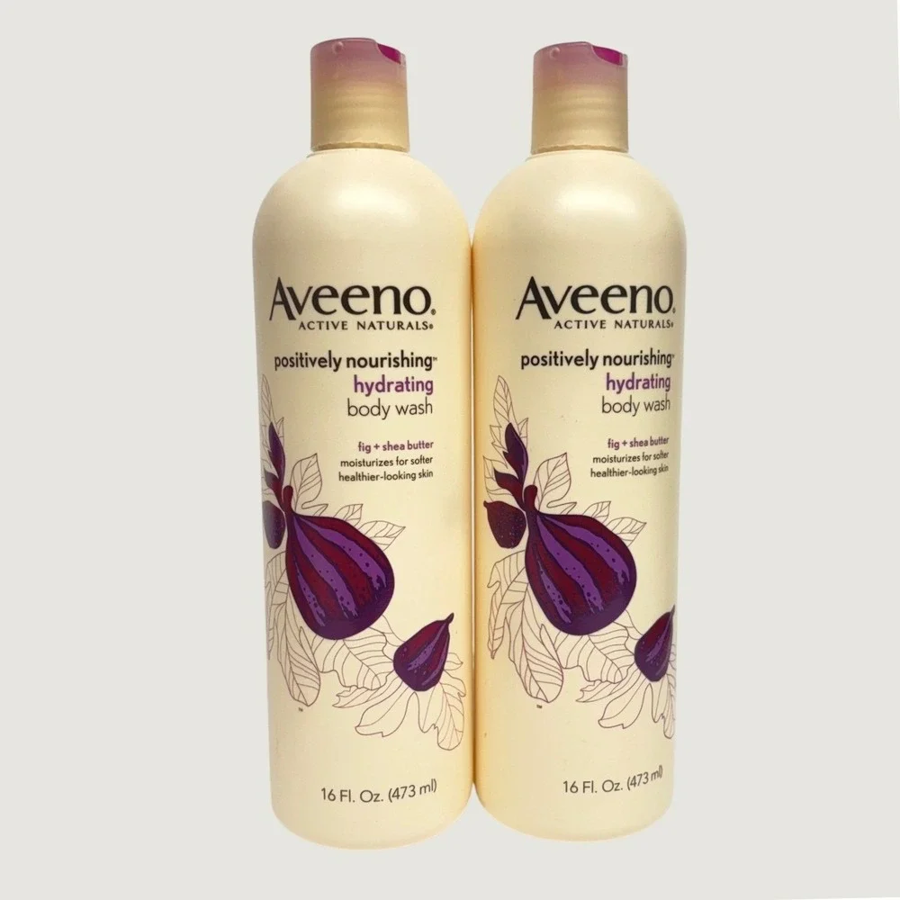 Aveeno FIG Shea Butter Positively Nourishing Aveeno Body Wash, 16 oz Set of 2